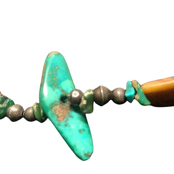 Vintage Navajo Bench beads sterling silver turquoise coral bone? Necklace - Picture 9 of 12